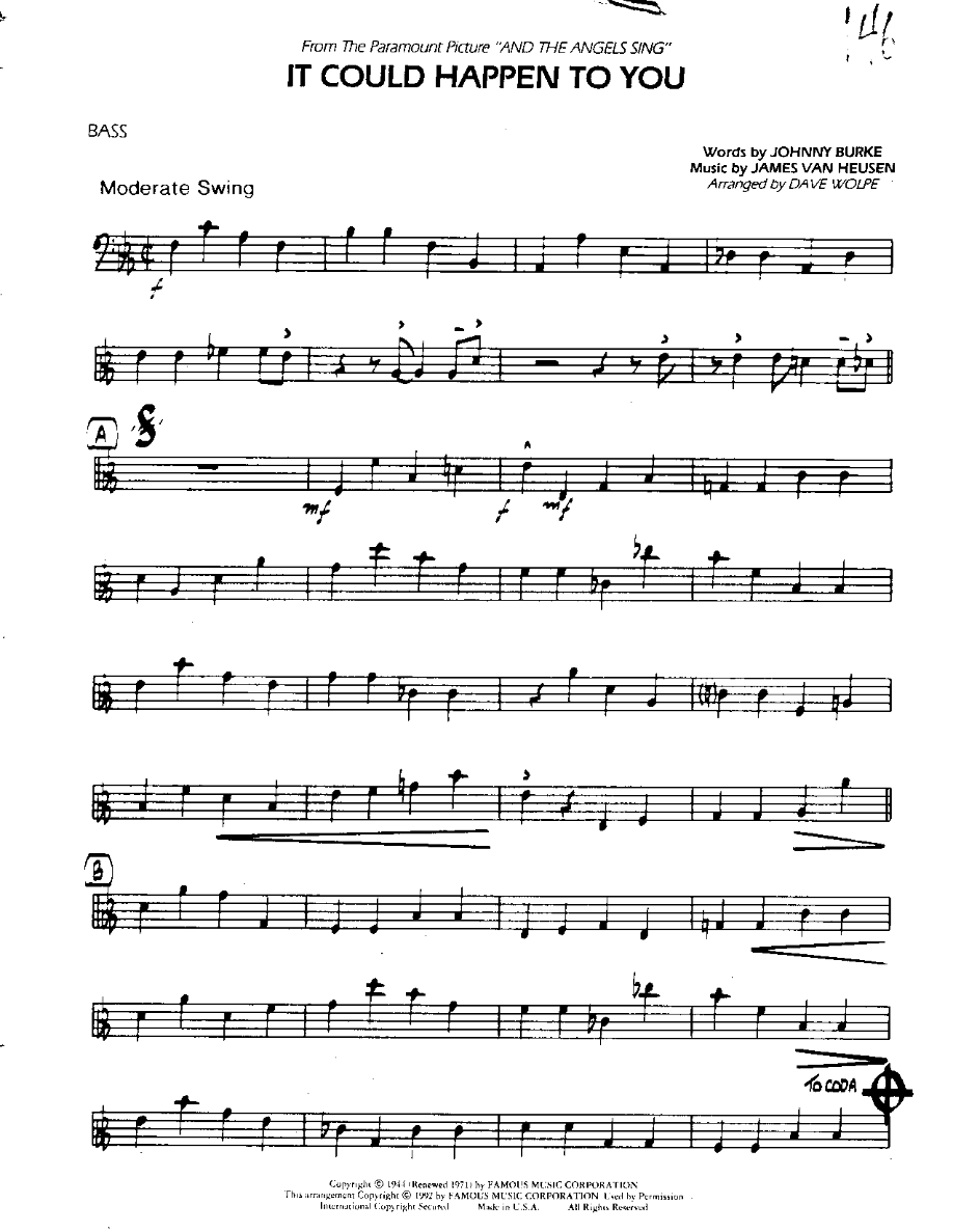 It could happen to You-Bass — sheet music preview