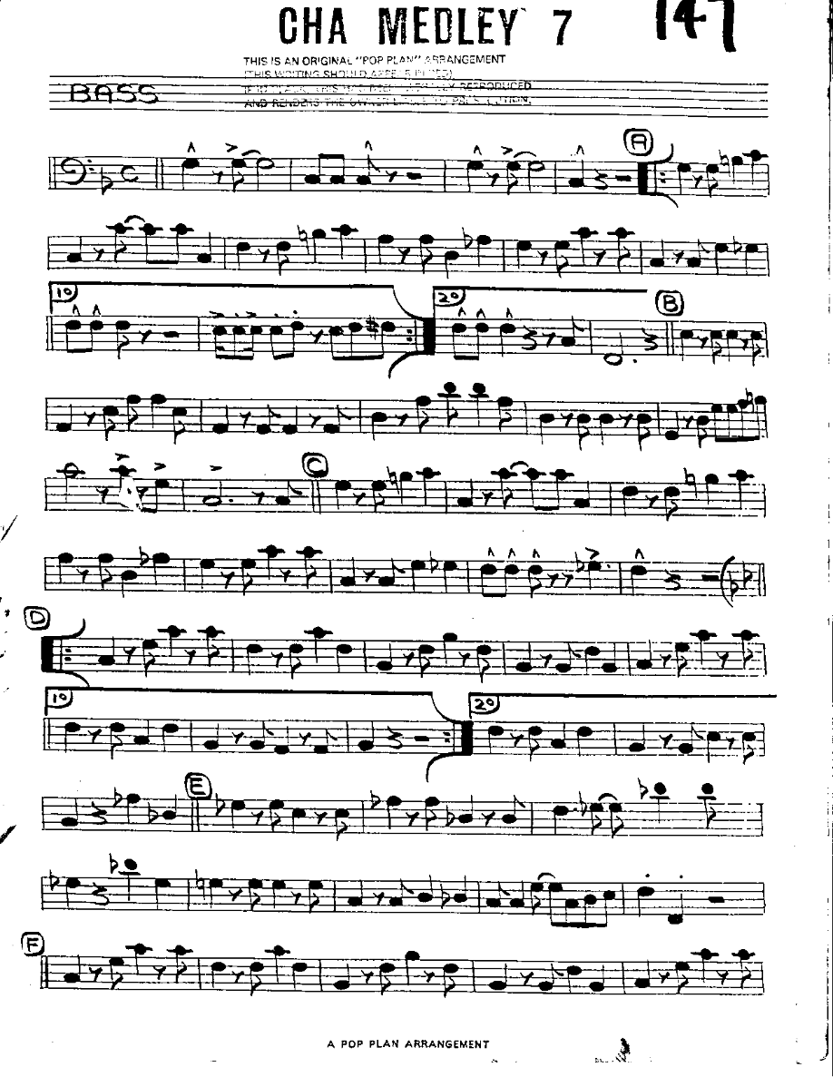 Cha Cha Medley #7-Bass — sheet music preview
