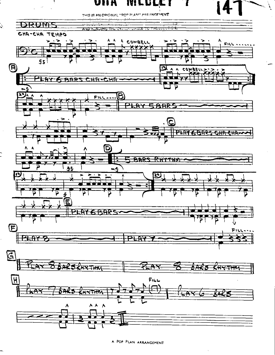 Cha Cha Medley #7-Drums — sheet music preview
