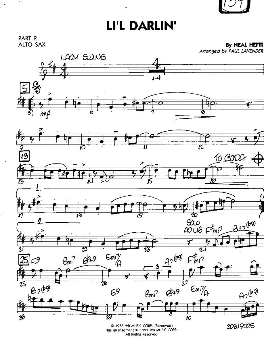 Li'l Darlin'-Alto — sheet music preview