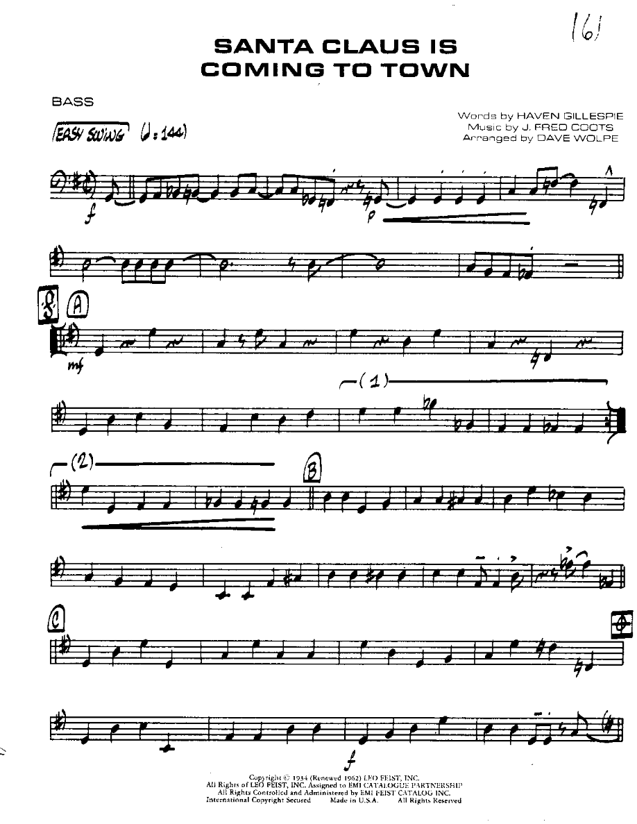 SantaComintown — sheet music preview