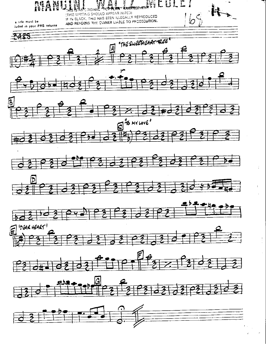 Mancini Waltz Medley-Bass — sheet music preview