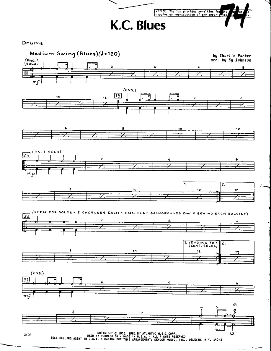 KC Blues-Drums — sheet music preview
