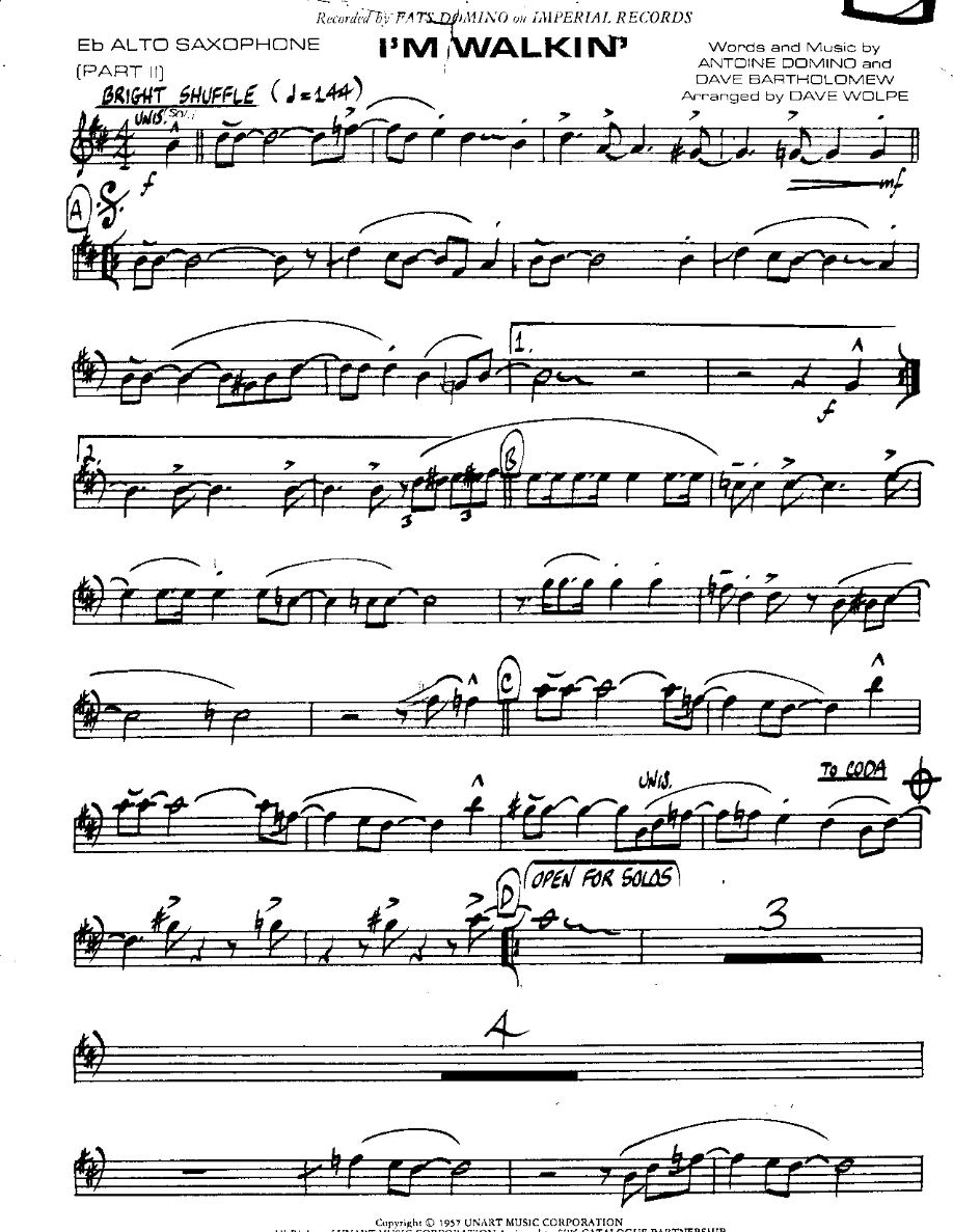 I'm Walkin'-Alto — sheet music preview