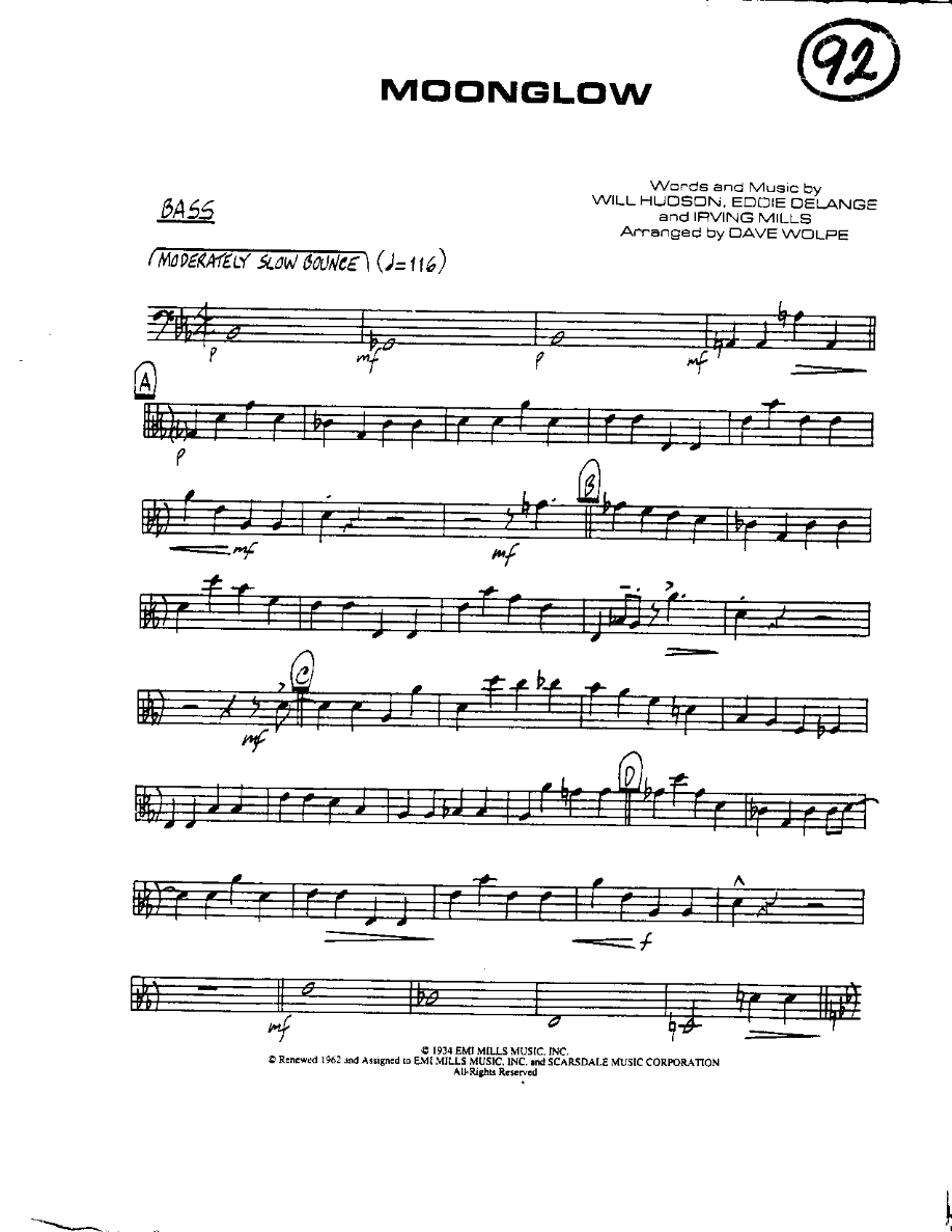 Circle 92-Moonglow-Bass — sheet music preview