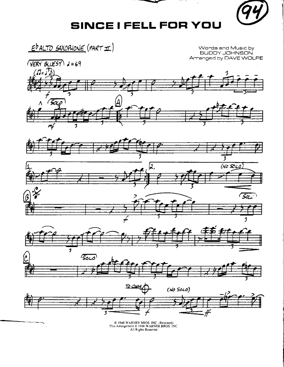 Circle 94-Since I fell for You-Alto — sheet music preview