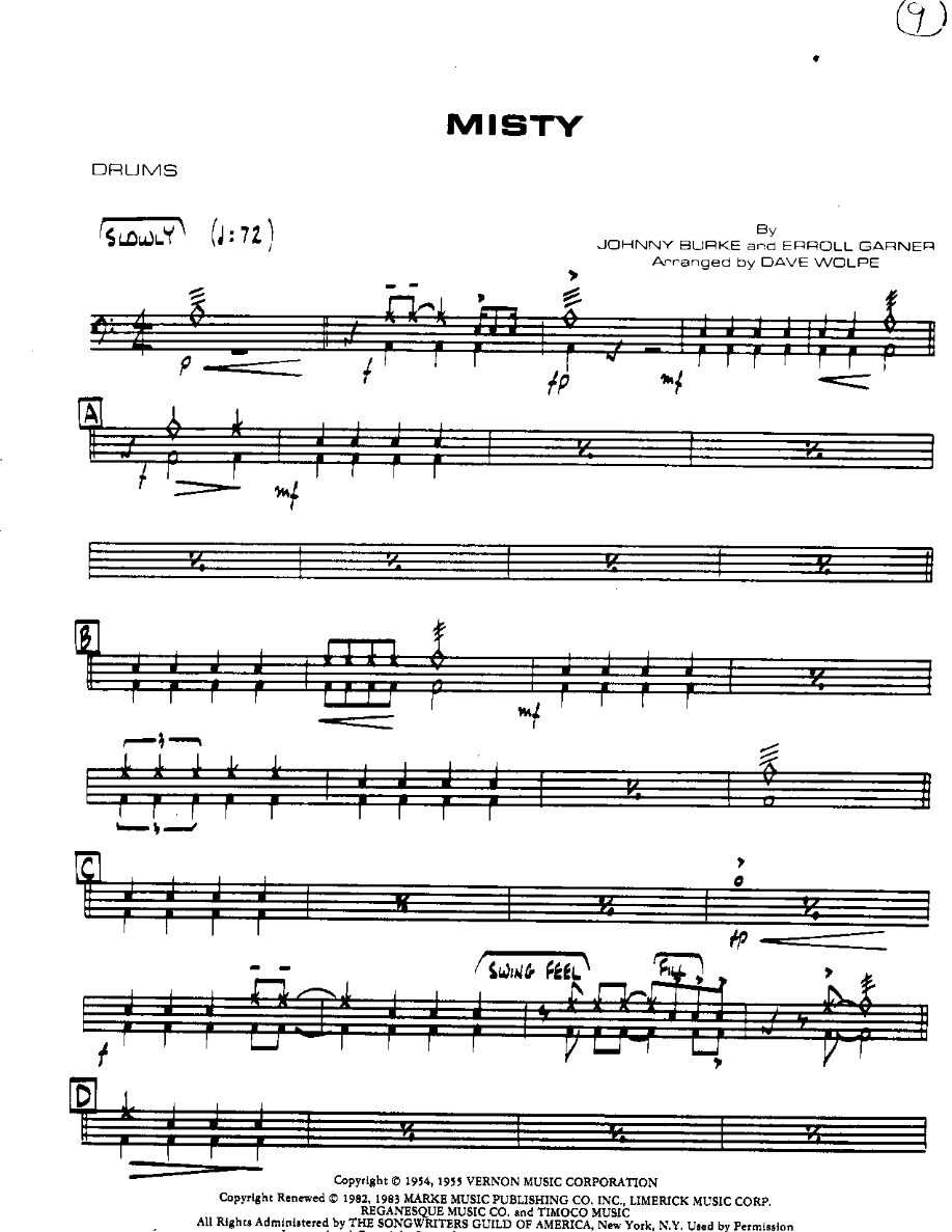 Misty-Drums — sheet music preview