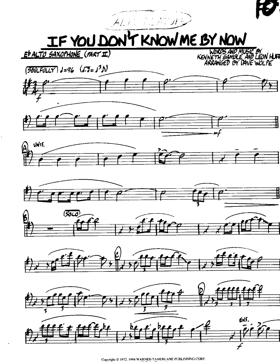 If you don't know me by now-Alto — sheet music preview