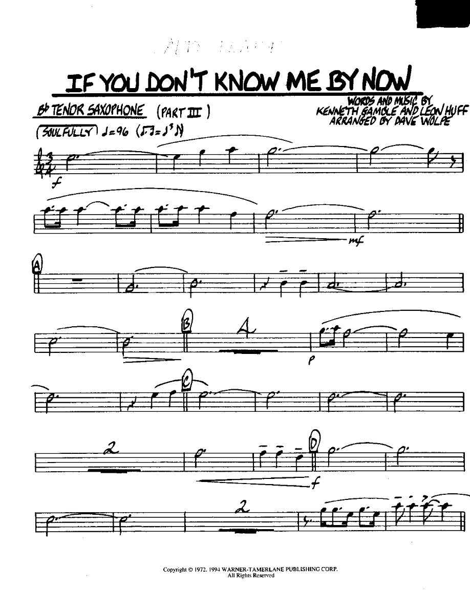 If you don't know me by now-Tenor — sheet music preview