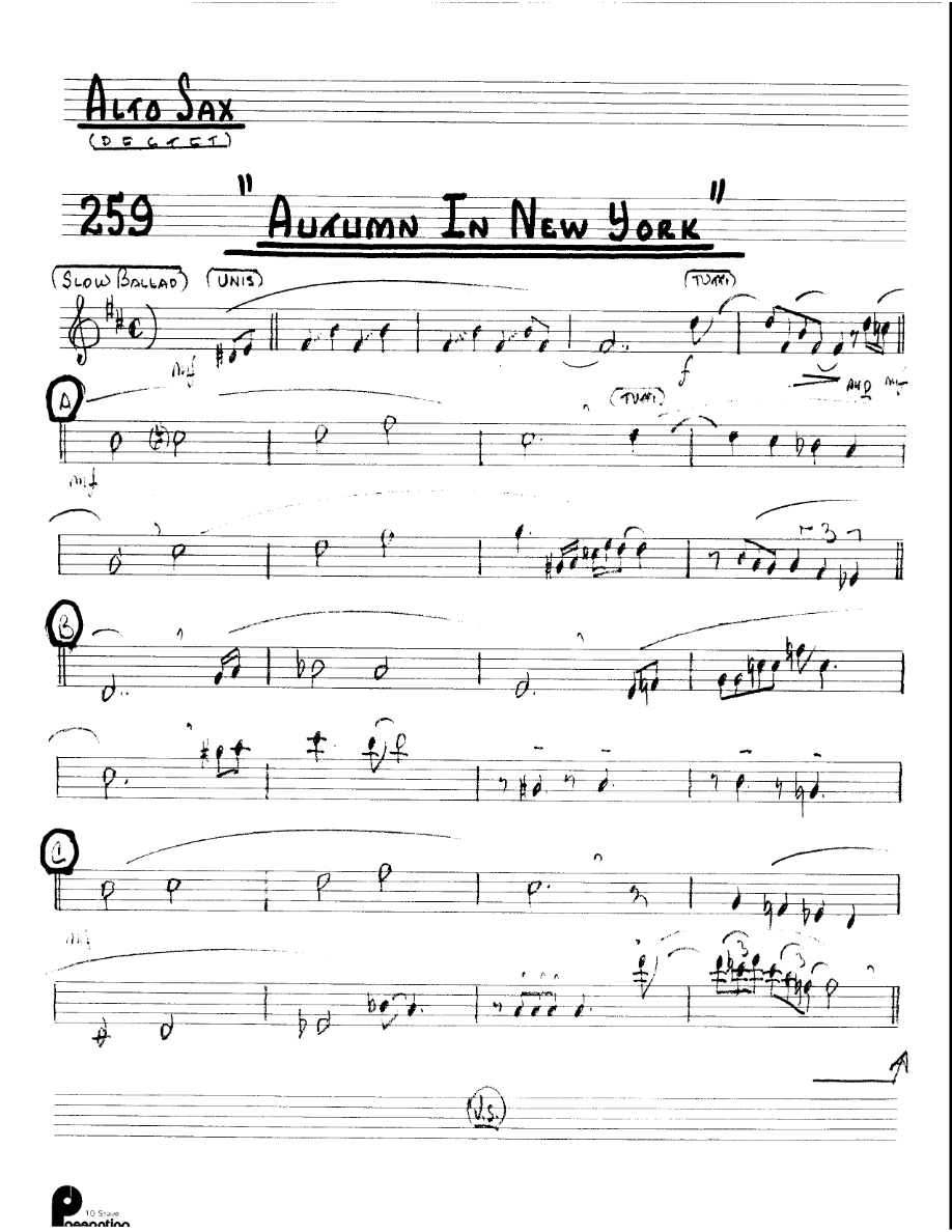 Autumn In New York (Kenton Dectet #259) 3213 — sheet music preview