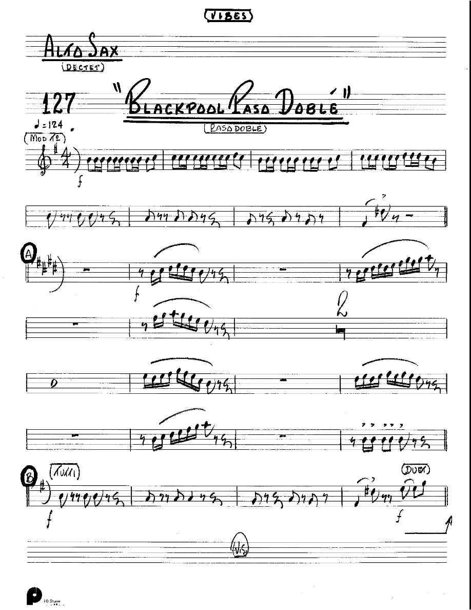 Blackpool Paso Doble (Kenton Dectet #127) 3214 Vibes Opt — sheet music preview