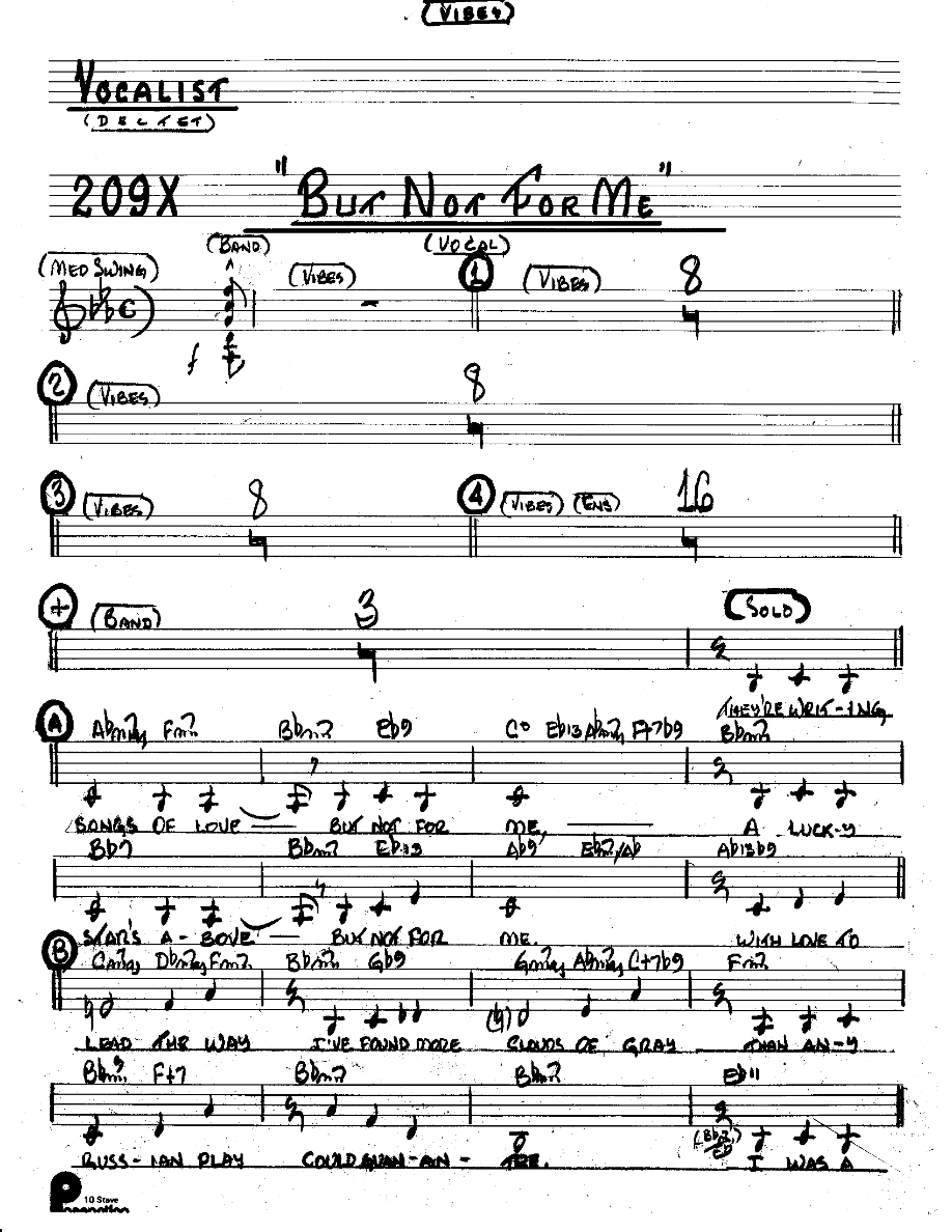 But Not For Me (Kenton Dectet #209X) 3214 Vibes Vocal — sheet music preview