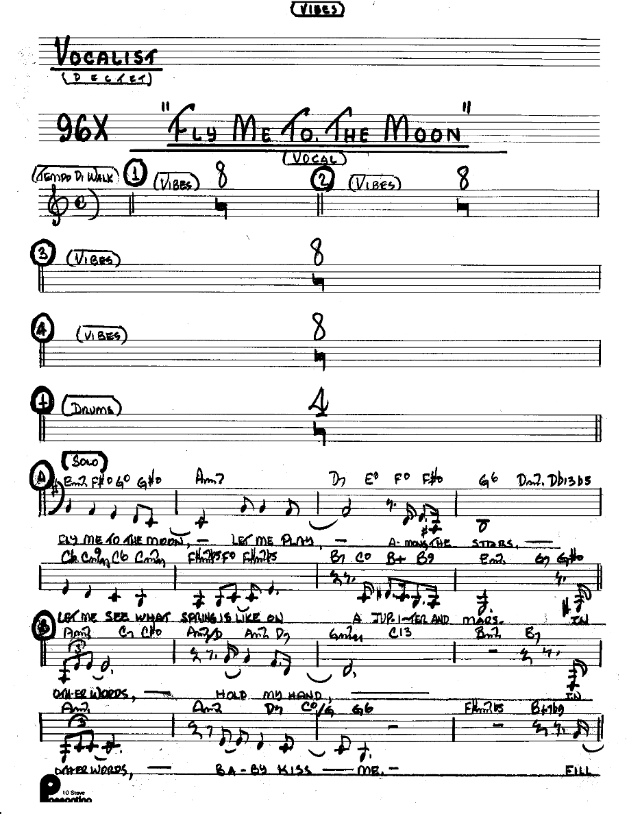 Fly Me To The Moon (Kenton Dectet #96X) 3214 Vibes Vocal — sheet music preview