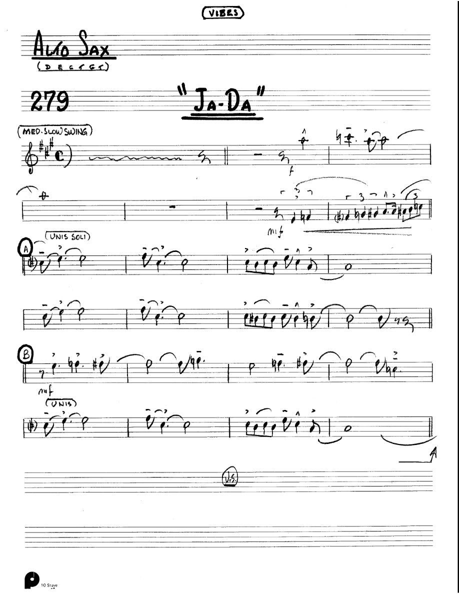 Ja-Da - 6 horns + Rhythm (Vibes Opt) Unk Dectet — sheet music preview