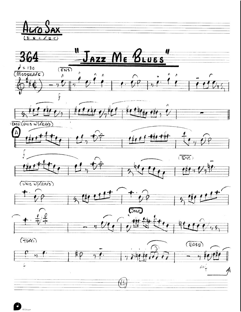 Jazz Me Blues (Kenton Dectet #364) 3213 — sheet music preview