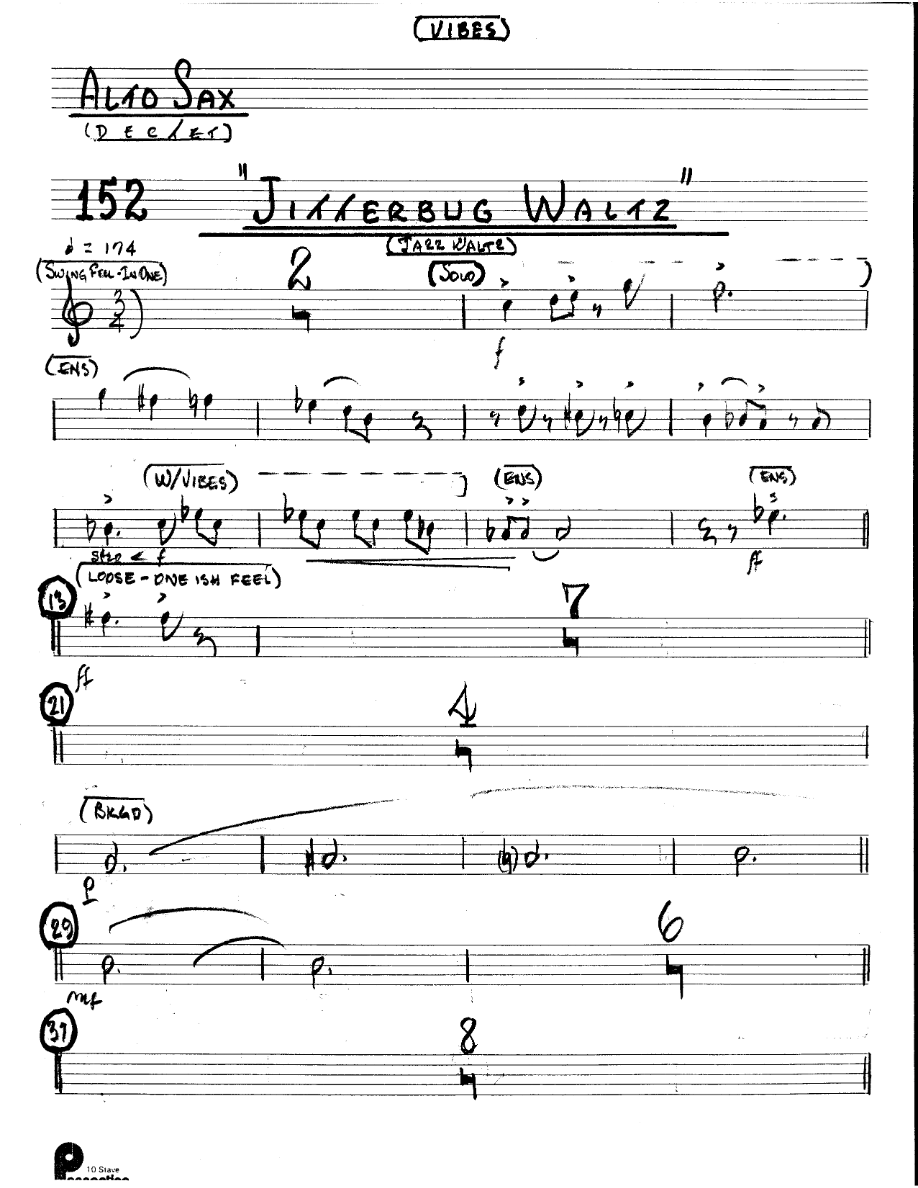 Jitterbug Waltz (Kenton Dectet #152) 3214 Vibes feat — sheet music preview
