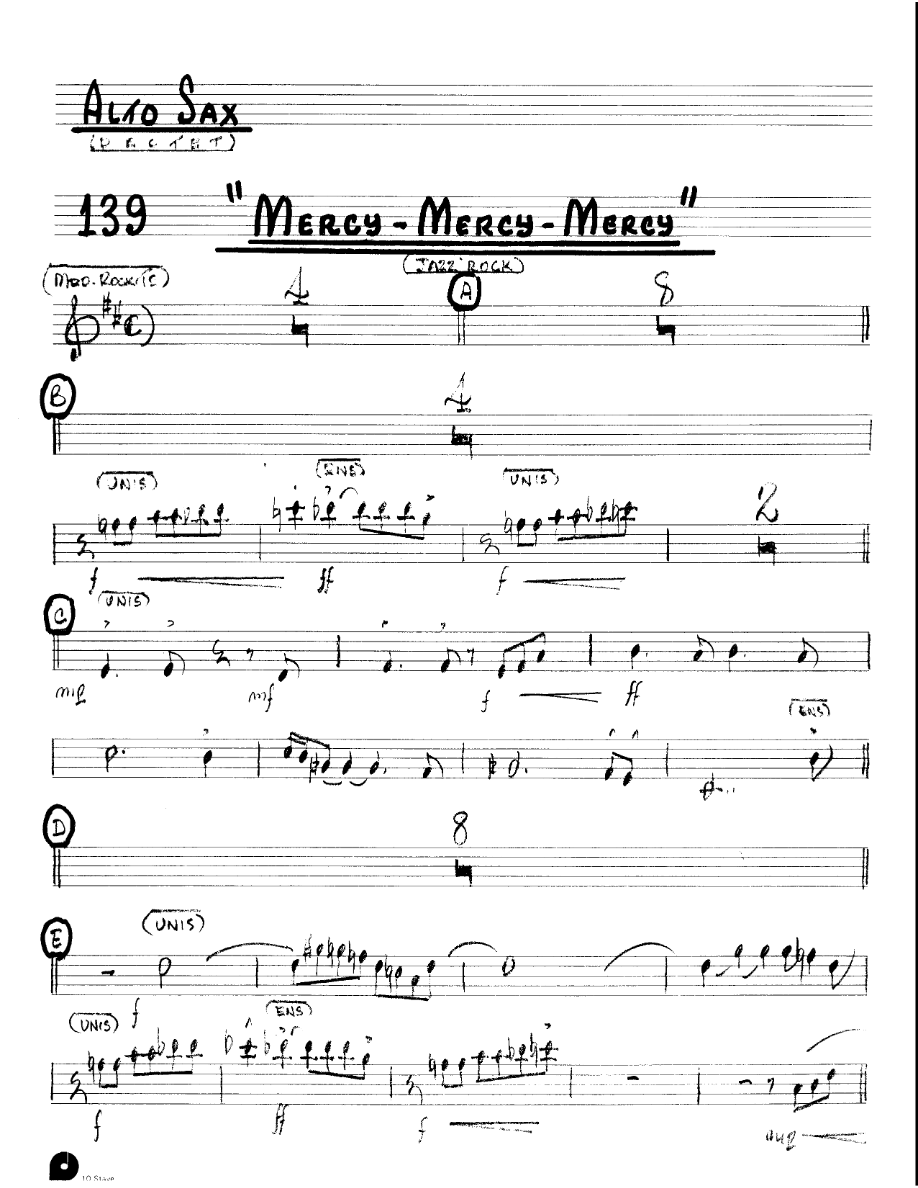 Mercy Mercy Mercy (Kenton Dectet #139) 3213 — sheet music preview