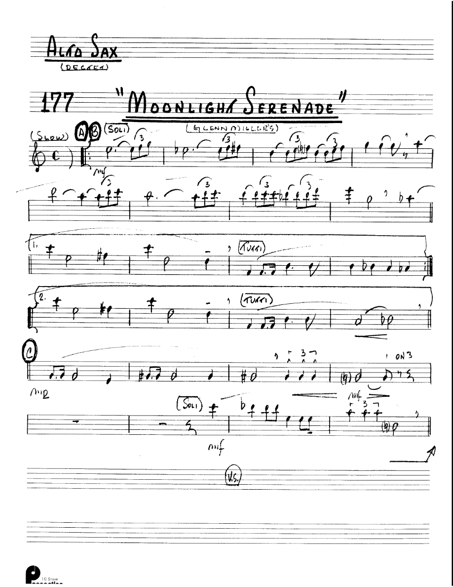Moonlight Serenade (Kenton Dectet #177) 3213 — sheet music preview