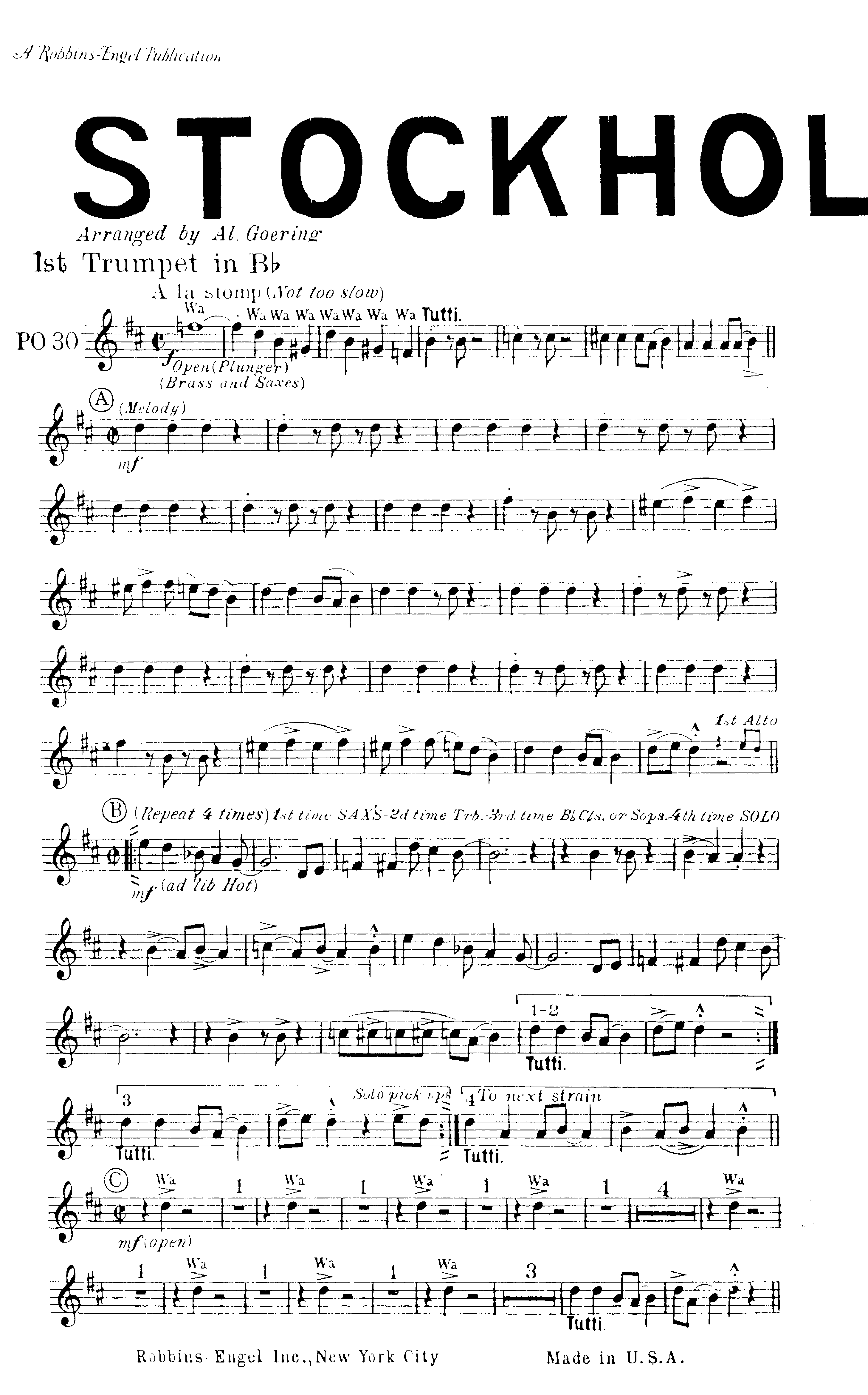 Stockholm Stomp — sheet music preview