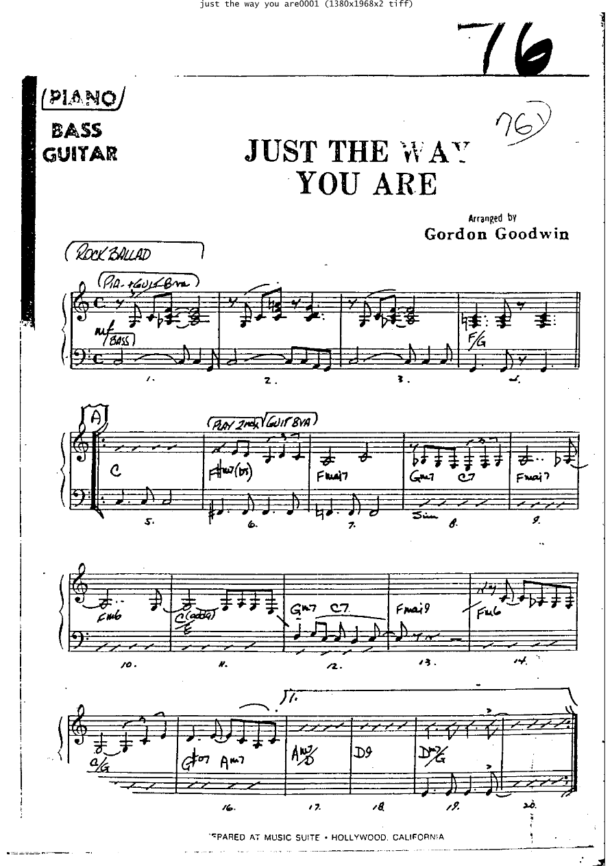 Just The Way You Are - 3 horns + Rhythm Billy Joel — sheet music preview
