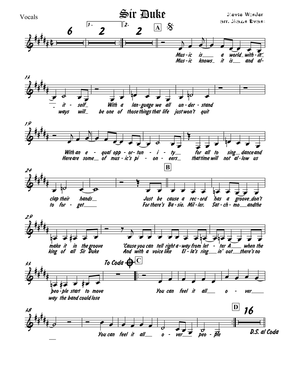 Sir Duke — Small Ensemble sheet music by S.Evans | Funk