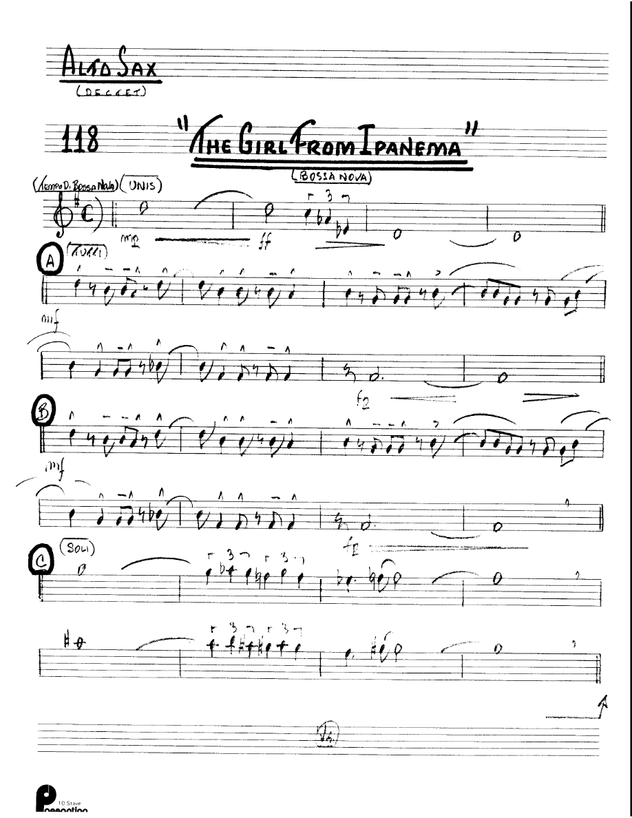 The Girl From Ipanema - 3 Horns — sheet music preview