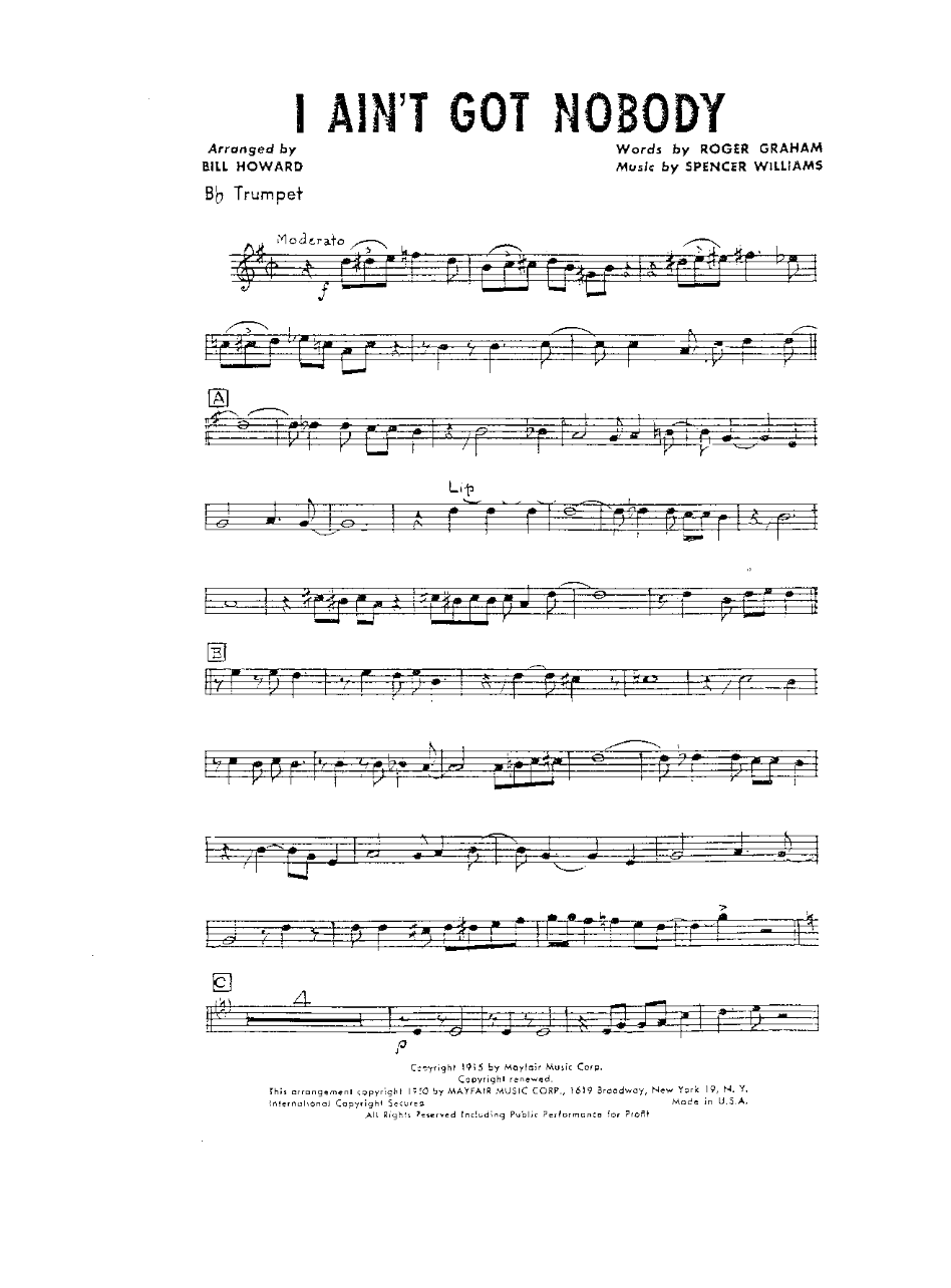 I Ain't Got Nobody — sheet music preview