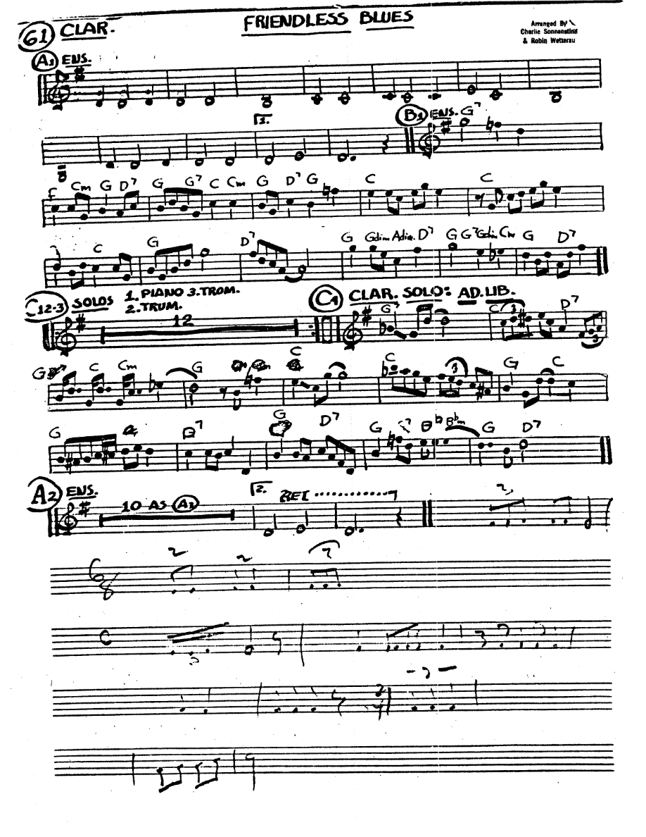 Friendless Blues - Sonnanstine & Wetterau - Handwritten — sheet music preview