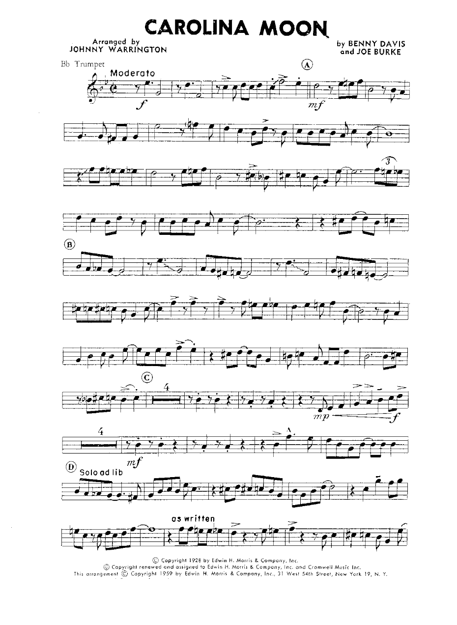 Carolina Moon — sheet music preview