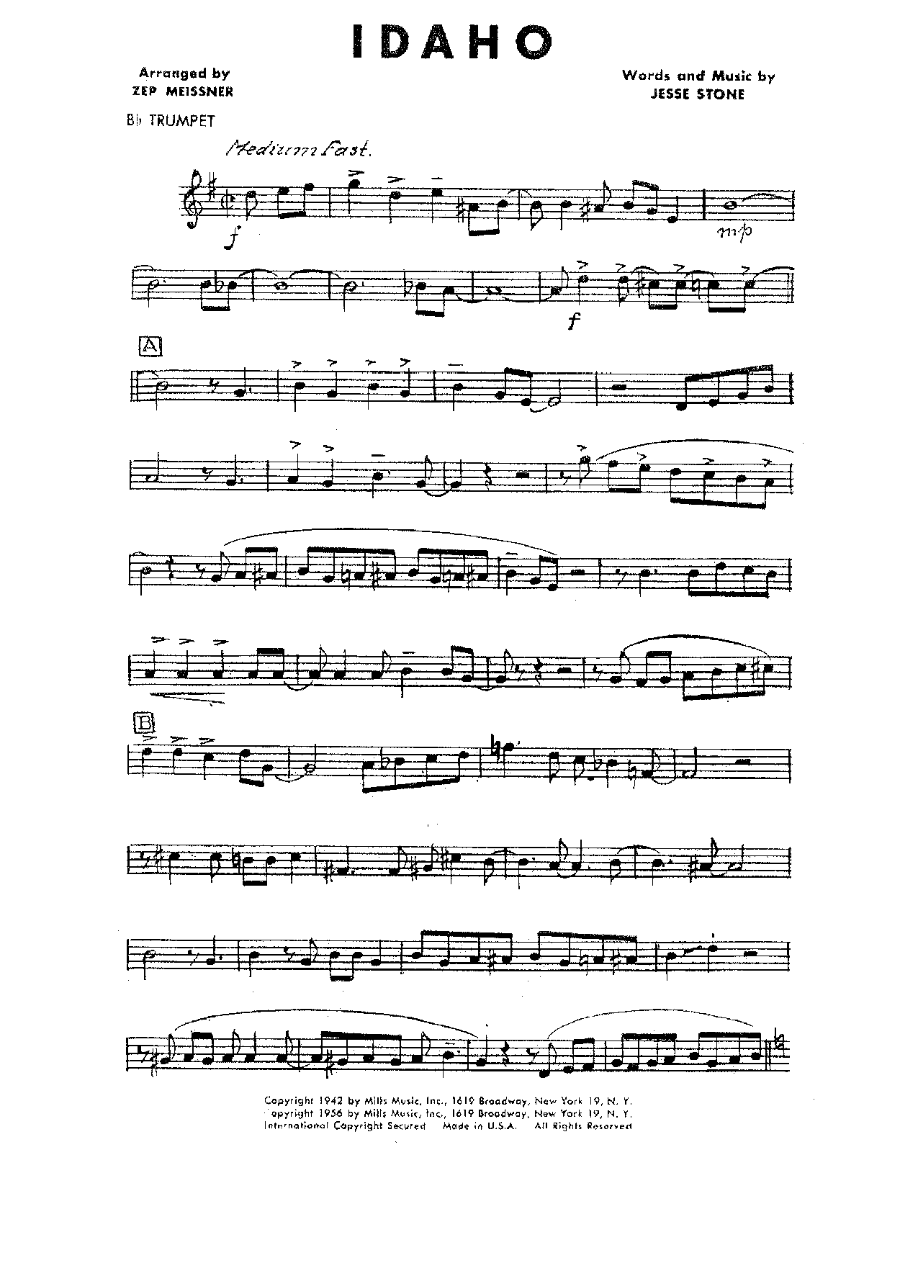 Idaho — sheet music preview