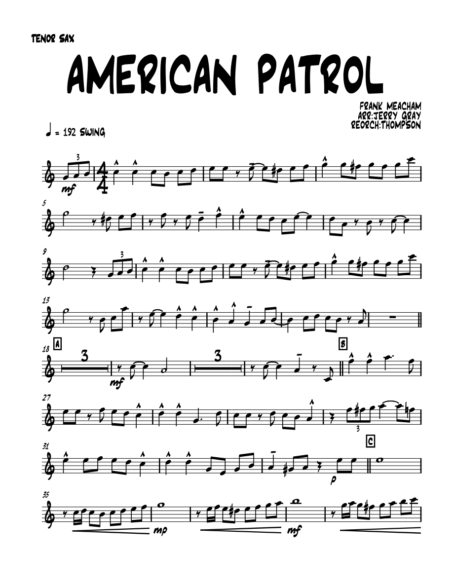 american patrol 01 TENOR SAX — sheet music preview