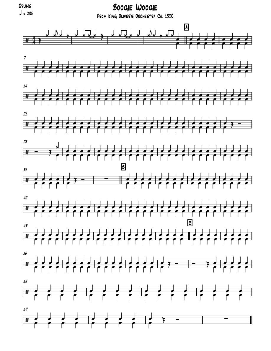 Boogie Woogie Drums — sheet music preview