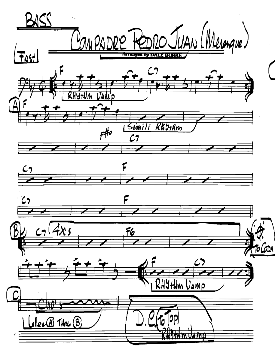 Compadrepedrojuanmerengue Bass — sheet music preview