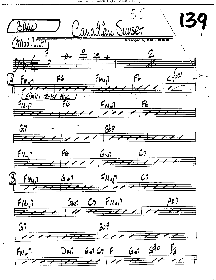 Canadian Sunset Bss — sheet music preview