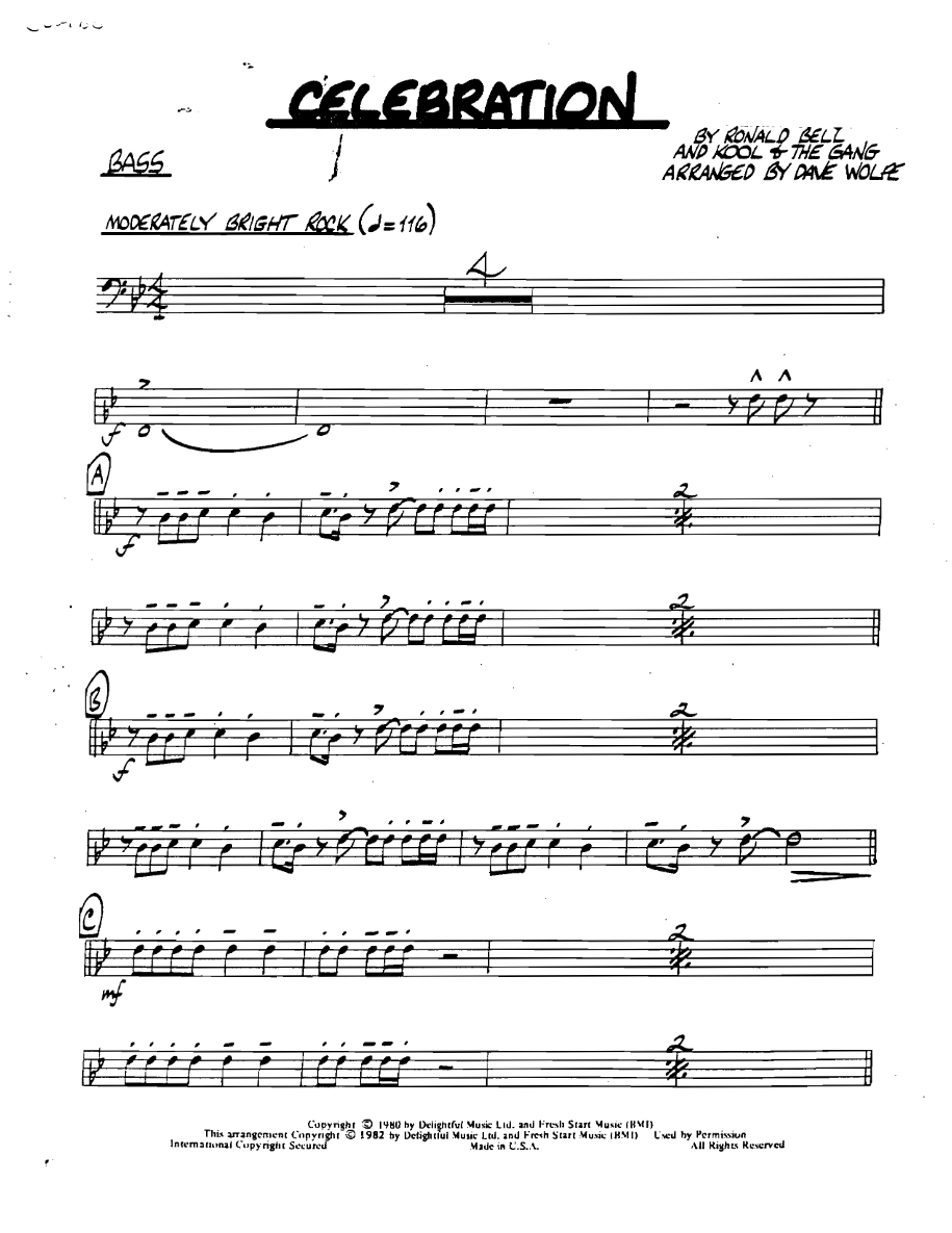 Celebration Bass — sheet music preview