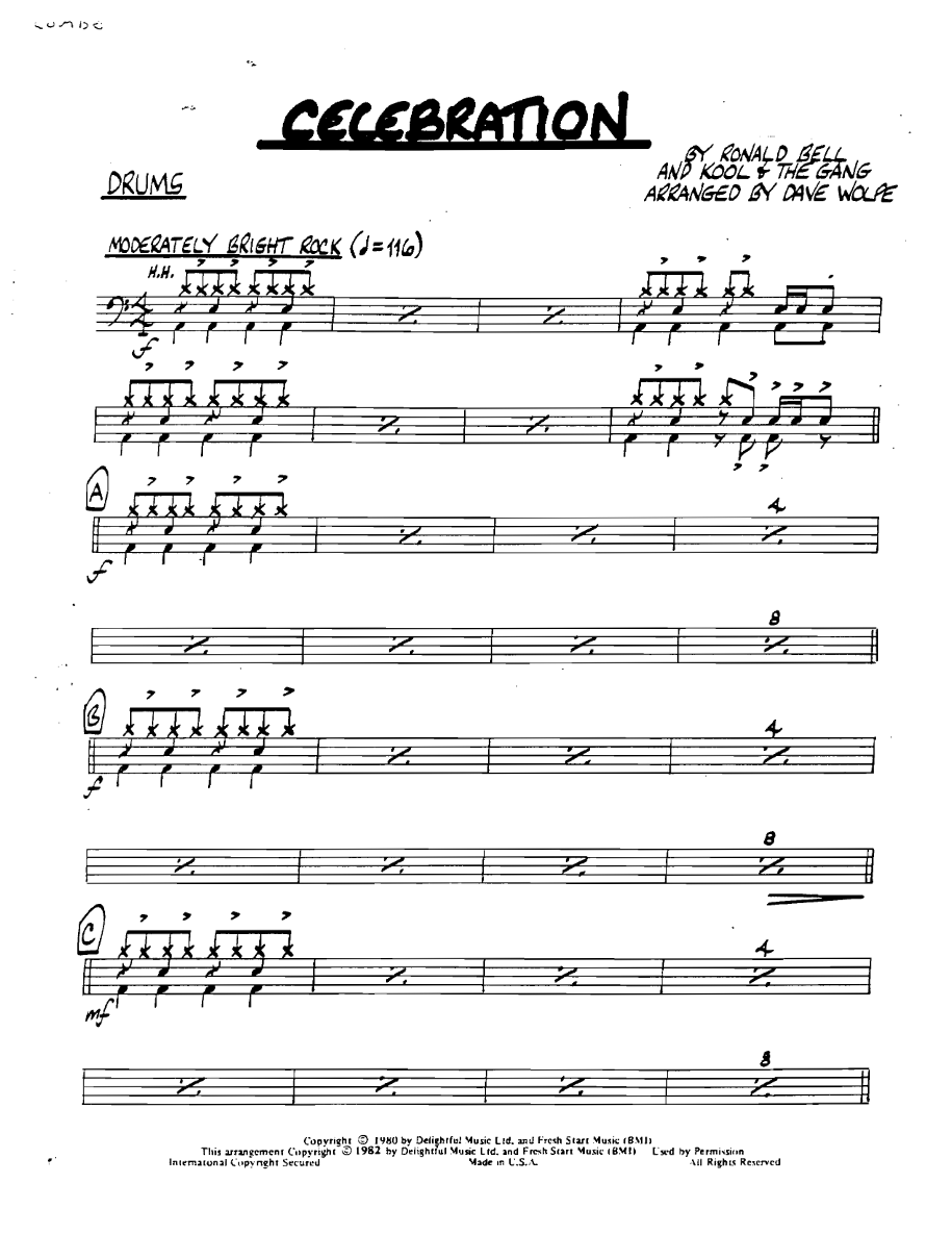 Celebration Drums — sheet music preview