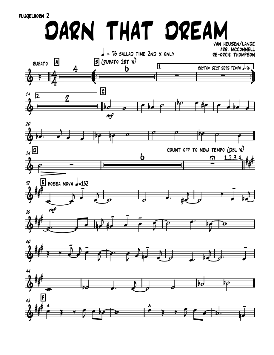 darn that dream 01 flugelhorn — Small Ensemble sheet music by MCCONNELL, THOMPSON | Ballad