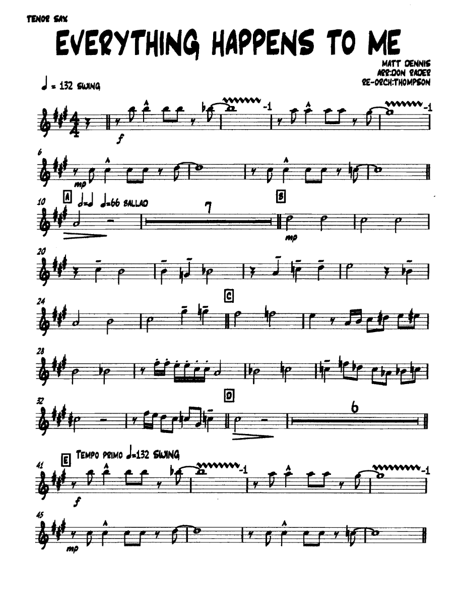 Everythinghappenstome Tenorsax — sheet music preview