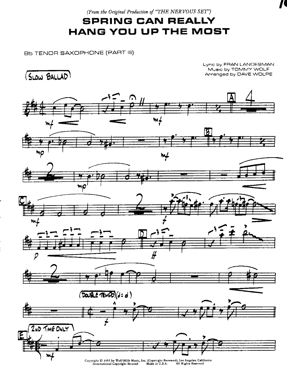Spring Can Really Hang You UP the Most — sheet music preview