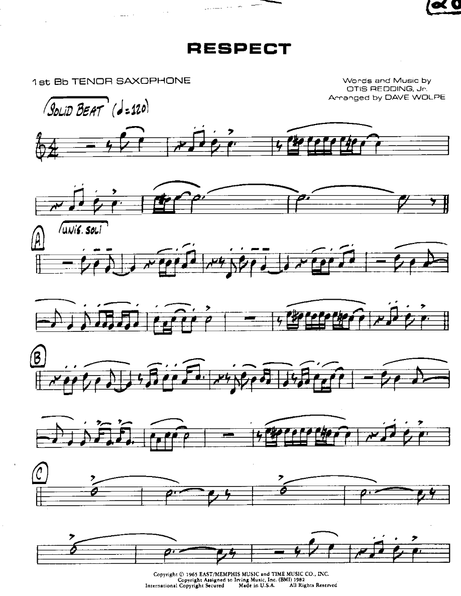 RESPECT — sheet music preview