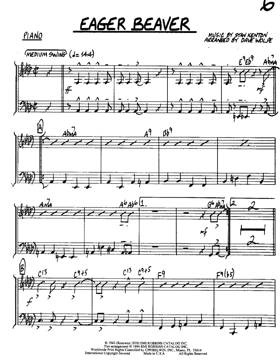 Eager Beaver — Small Ensemble sheet music by Dave Wolpe | Swing