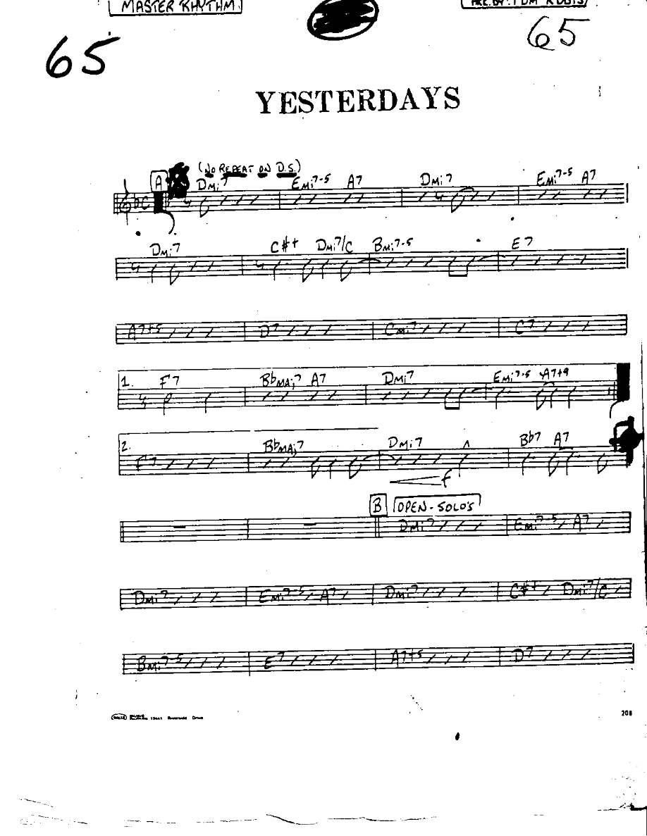 YESTERDAYS — Small Ensemble sheet music by Mr. X | Swing