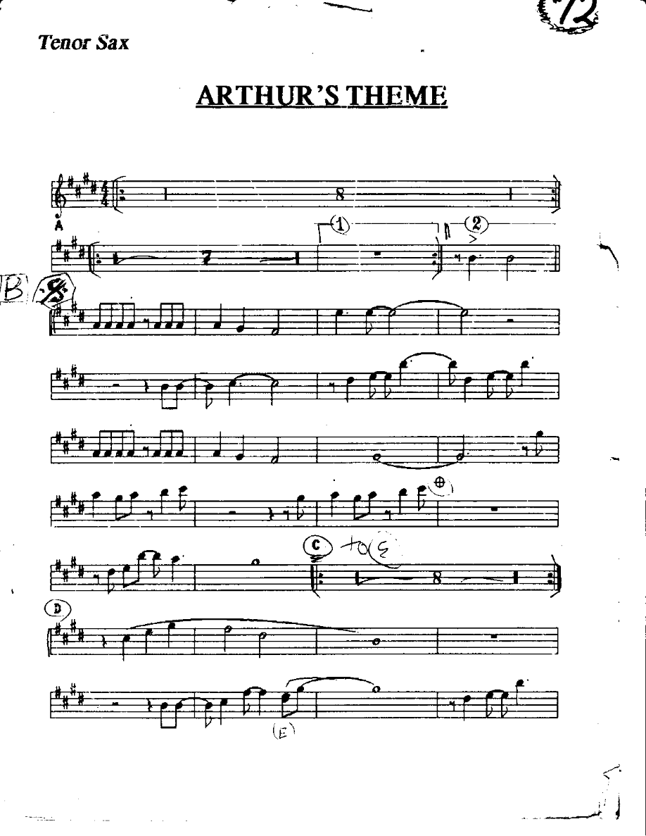 Arthur's Theme — sheet music preview