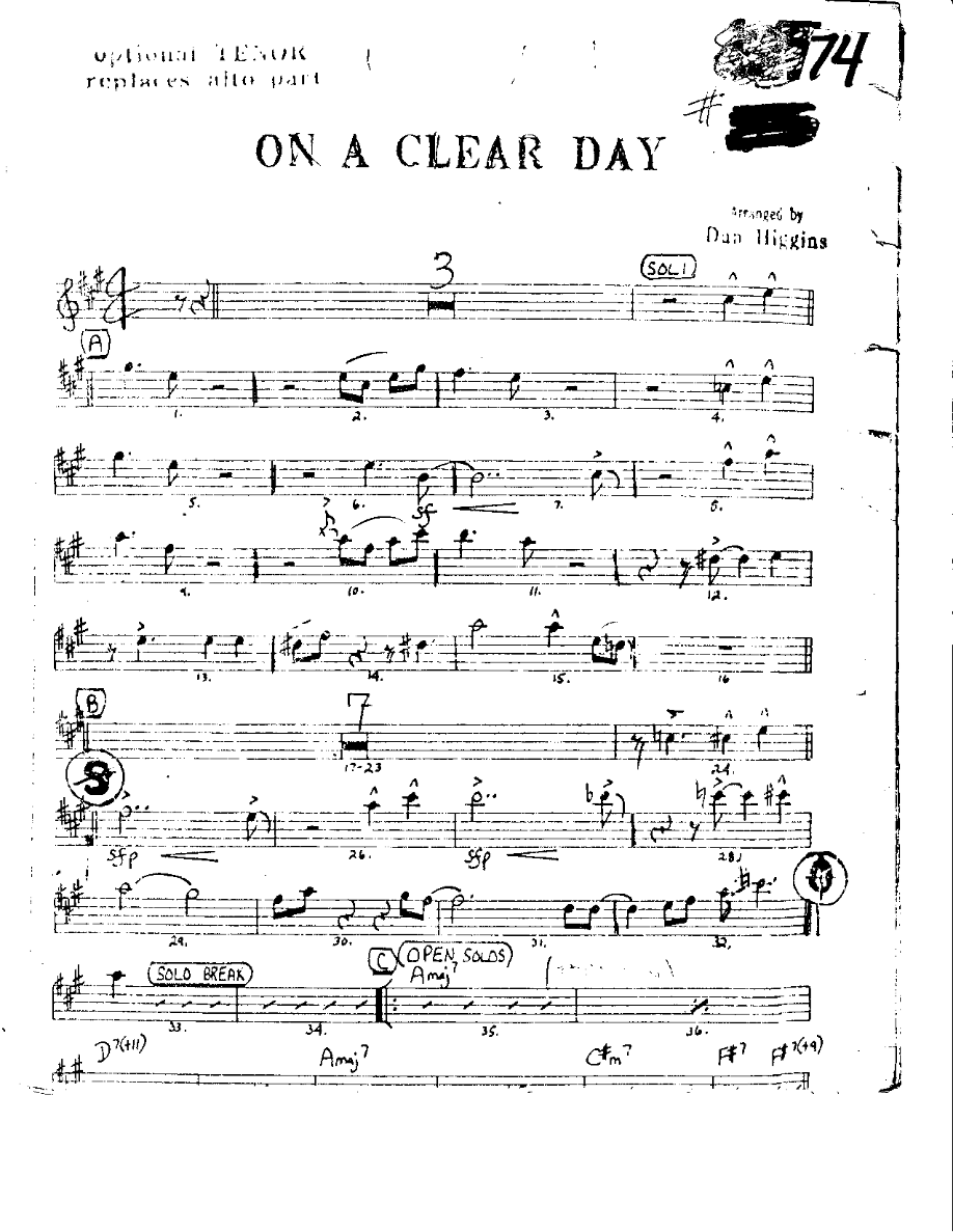 ON a Clear Day — Small Ensemble sheet music by Dan Higgins | Swing