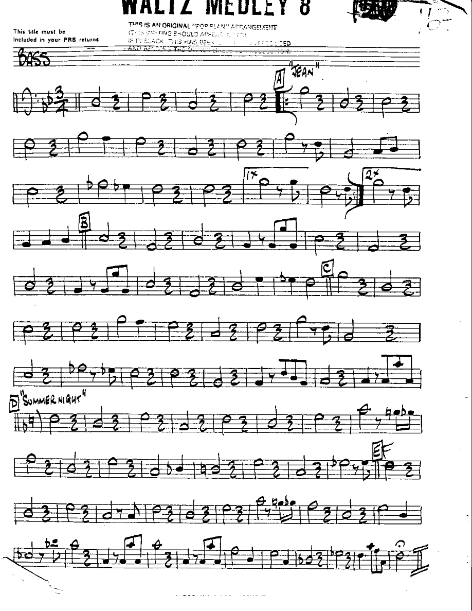 Waltz Medley #8-Bass — sheet music preview
