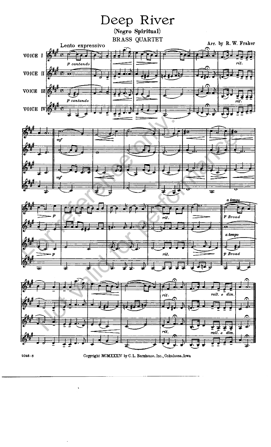 Deep River — sheet music preview