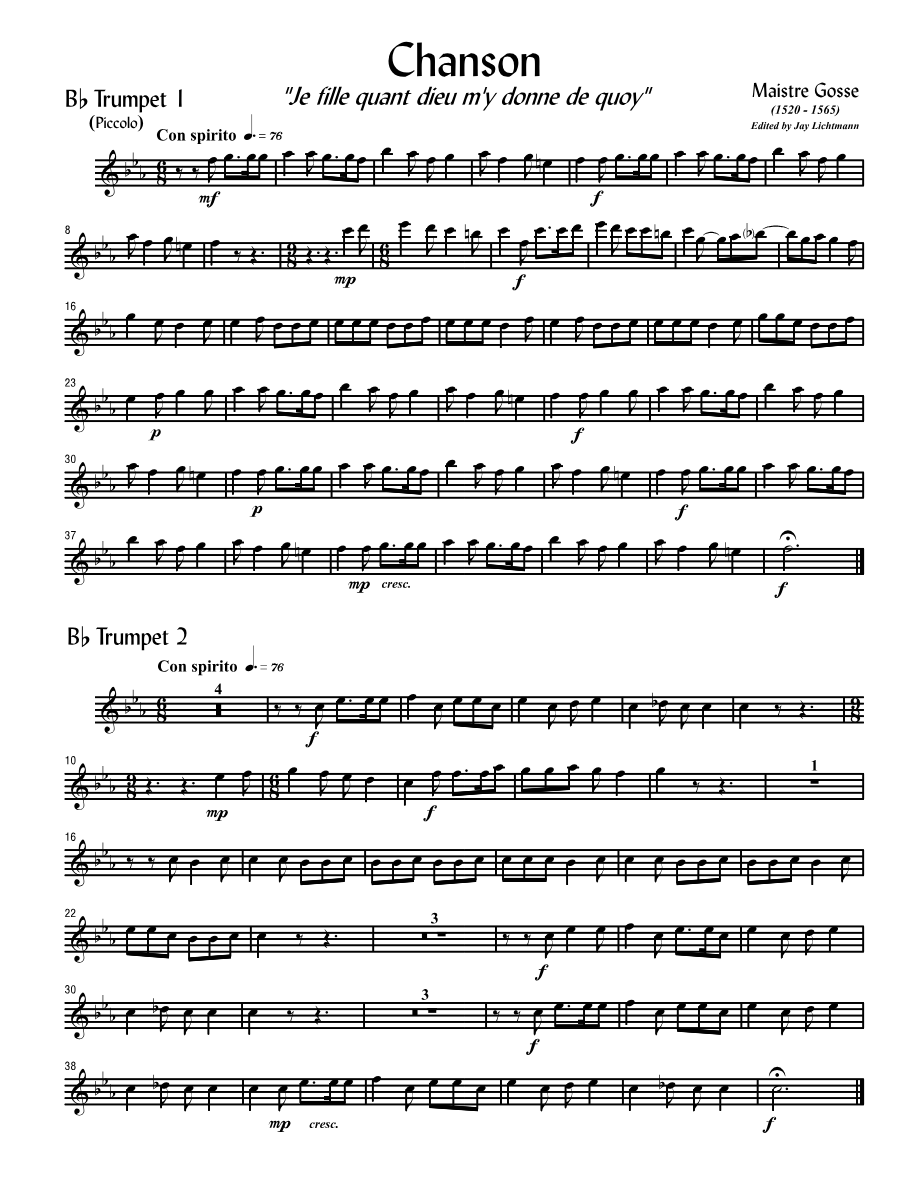 Chanson — sheet music preview