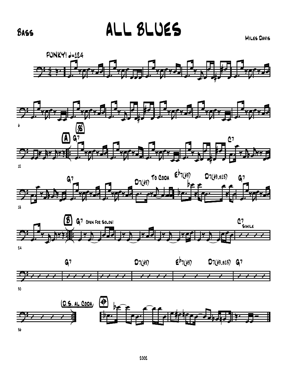 All Blues — sheet music preview