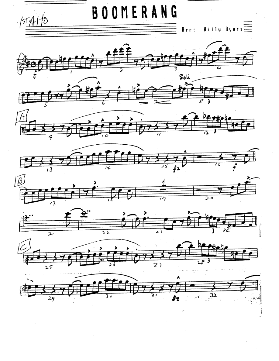 Boomerang (B.Byers) Ch.Barnet. MP3 — Big Band sheet music by Billy Byers | Jazz Standard