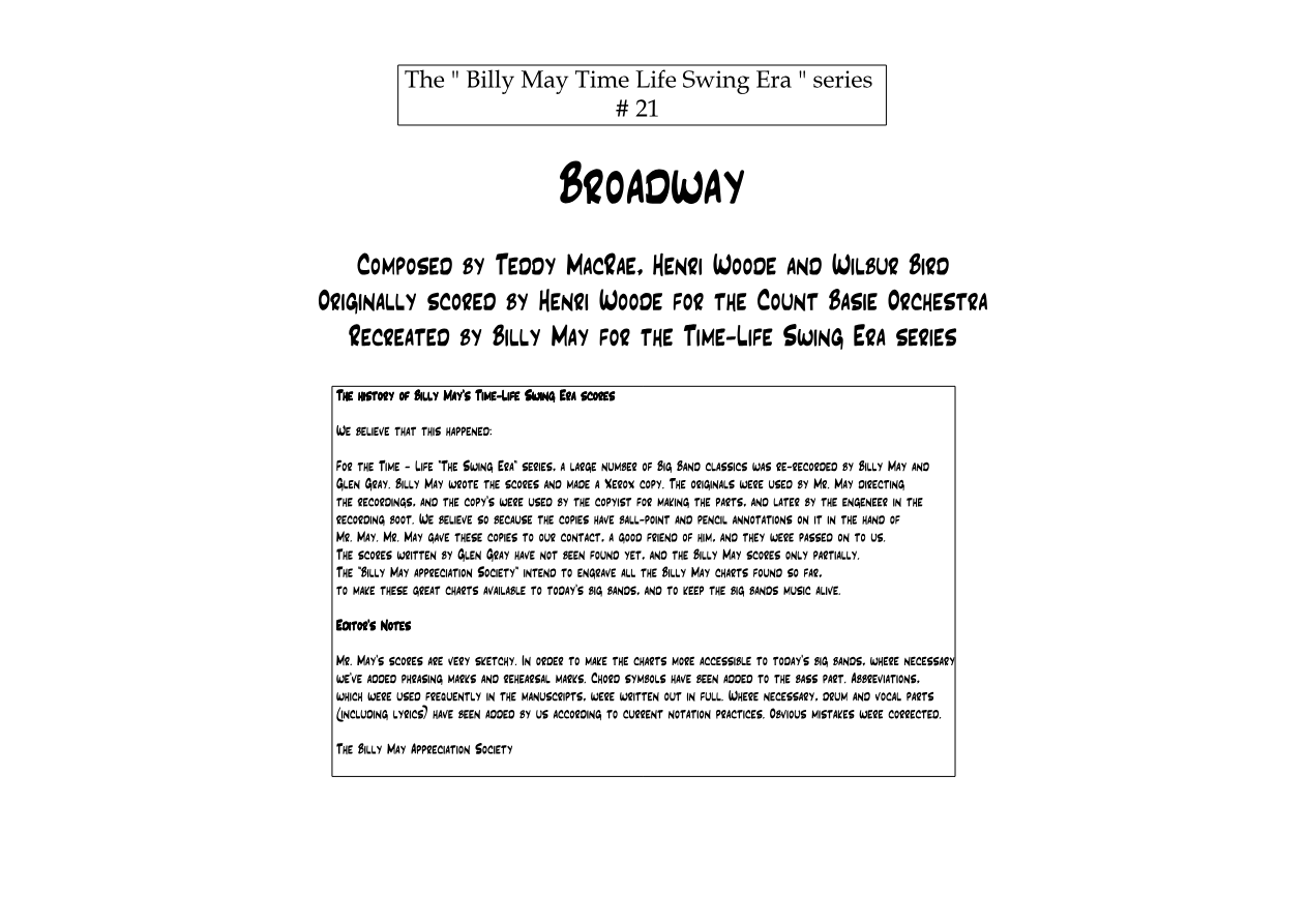 Broadway (B.May) C.Basie — sheet music preview